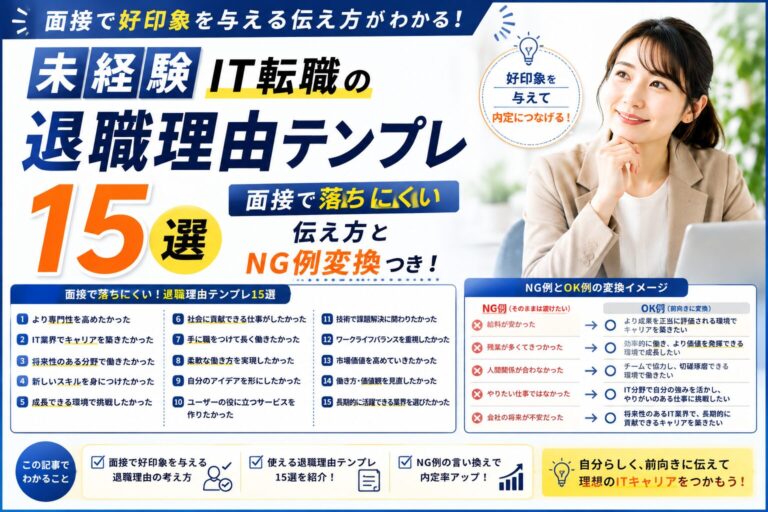 未経験IT転職の退職理由テンプレ15選｜面接で落ちにくい伝え方とNG例変換