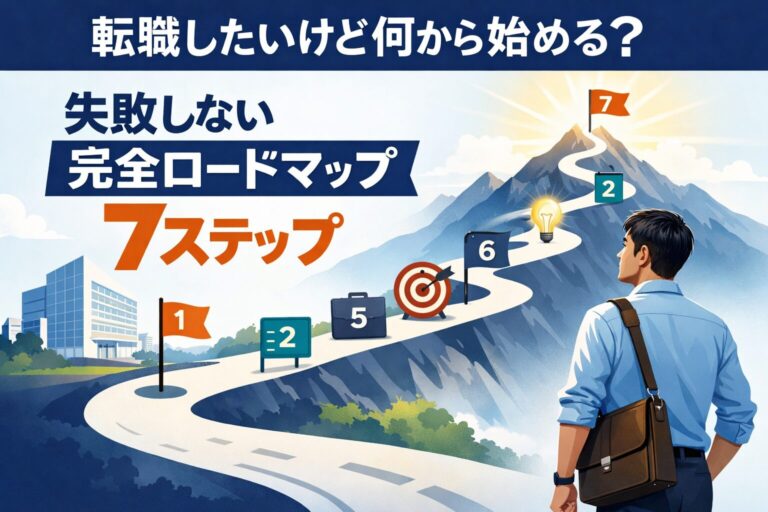 初めての転職活動を7ステップで進めるロードマップのイメージ