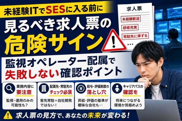 未経験ITでSESに入る前に見るべき求人票の危険サイン｜監視オペレーター配属で失敗しない確認ポイント