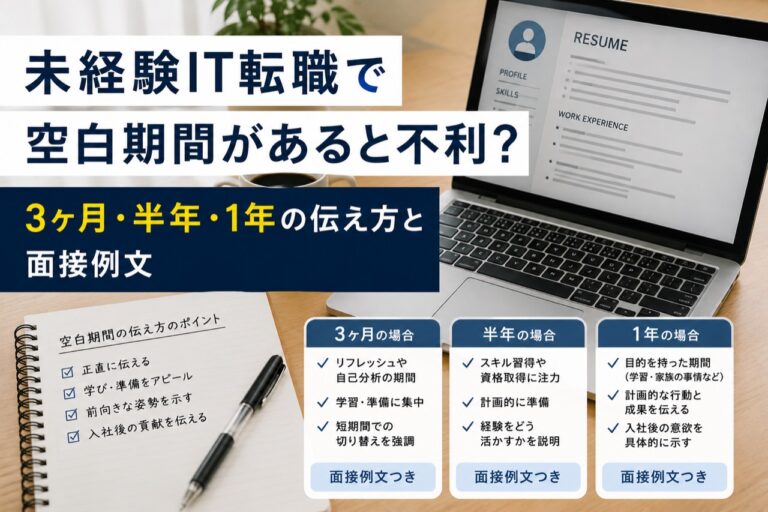 未経験IT転職の面接で落ちる理由7つ|通らない人の共通点と受かる準備 8 未経験IT転職で空白期間があると不利?3ヶ月・半年・1年の伝え方と面接例文